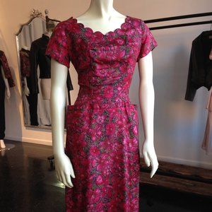 Vintage floral cocktail dress 50s